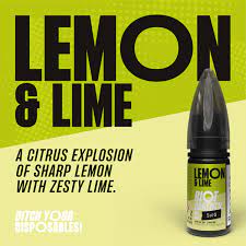 Lemon & Lime 10ml Nic Salt by Riot Bar Edtn (10mg & 20mg) 10mg 20mg Fruit Lemon Lime Nic Salts Riot Labs Riot Squad