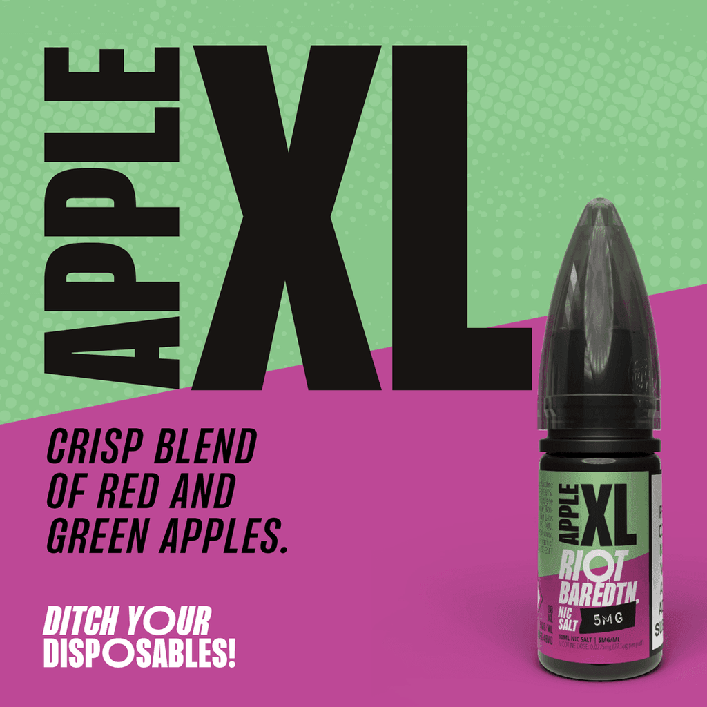 Apple XL 10ml Nic Salt by Riot Bar Edtn (10mg & 20mg) 10mg 20mg Apple Fruit Nic Salts Riot Labs Riot Squad