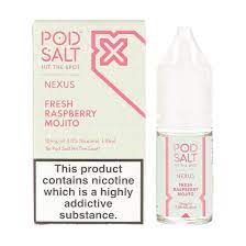 Fresh Raspberry Mojito 10ml Nic Salt by Pod Salt Nexus 10mg 10ml 20mg 3 for £10 (Nic Salt) Fruit Mojito Nexus Pod Salt Raspberry
