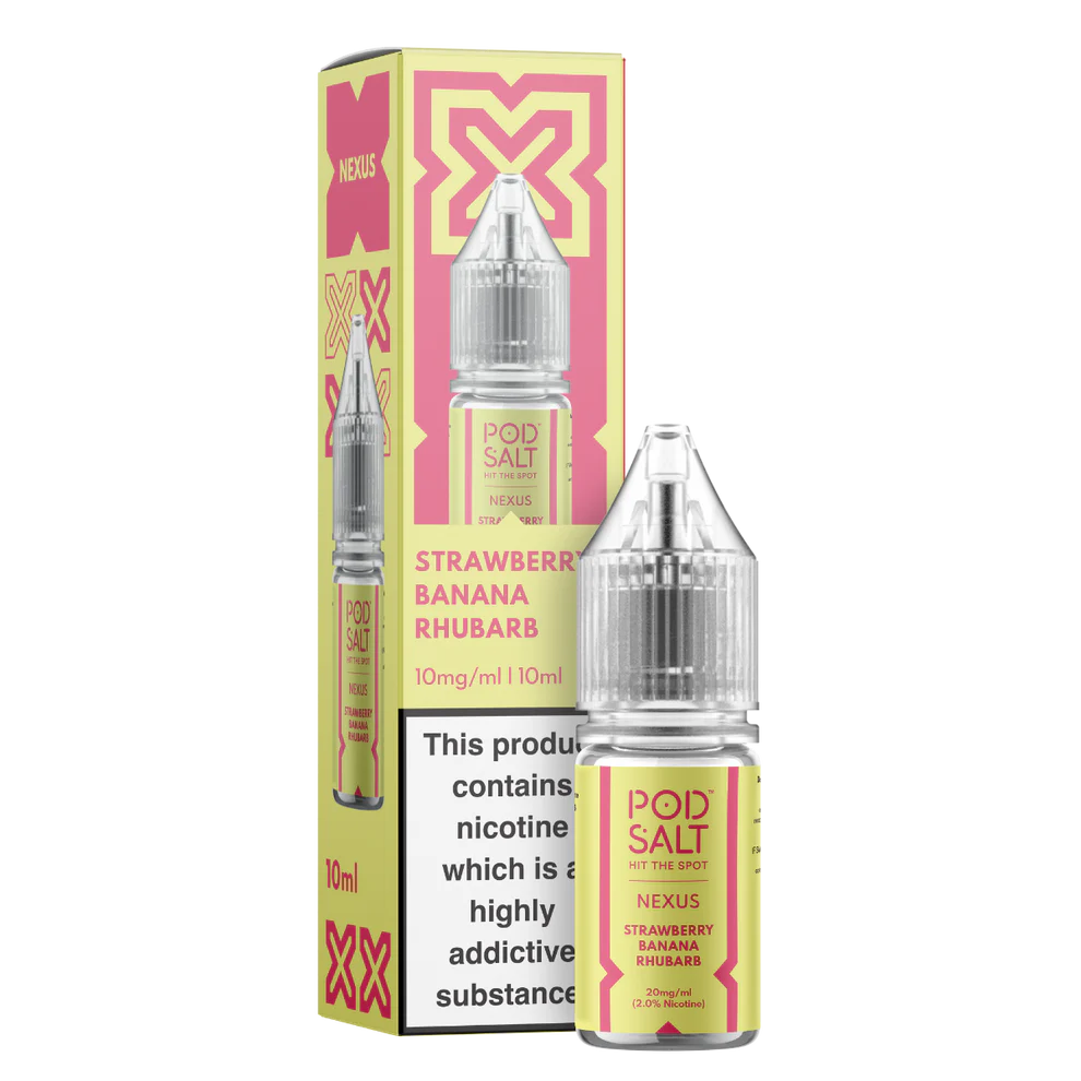 Strawberry Banana Rhubarb 10ml Nic Salt by Pod Salt Nexus